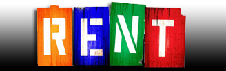 Rent Color Logo with a black and white gradient background